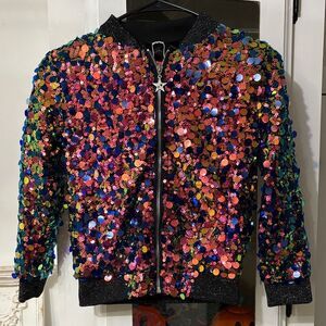 2Bunnies Girls Sequin Bomber Jacket - Multicolor, Very Pretty! Size 6